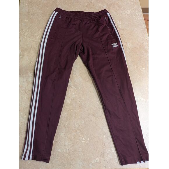 Adidas Originals Burgundy 3-Stripe Track Pants Joggers Women’s M - Picture 5 of 12